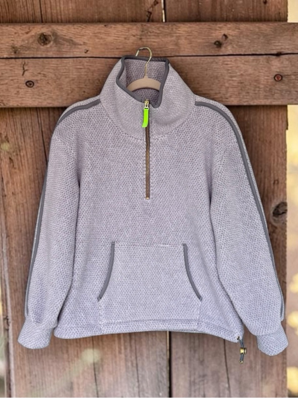 923 Dudley Stephens Celeste Pullover Heather Grey Sherpa Fleece XS